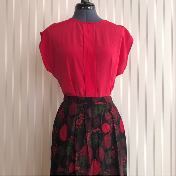 Vintage Orvis Pleated Skirt Colorful Botanical Winter Floral Midi Length Pockets - Picture 14 of 15